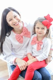 Ladies Red Gingham Bow Top