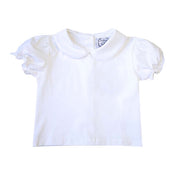 Girls Peter Pan White Knit Short-sleeve Shirt