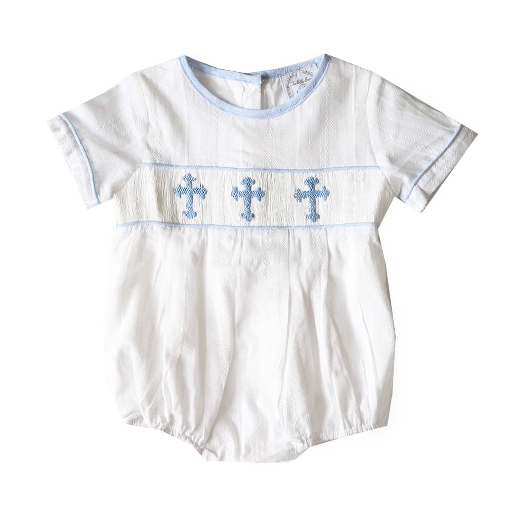 Classic Baby Boy Crosses Short Sleeve Bubble