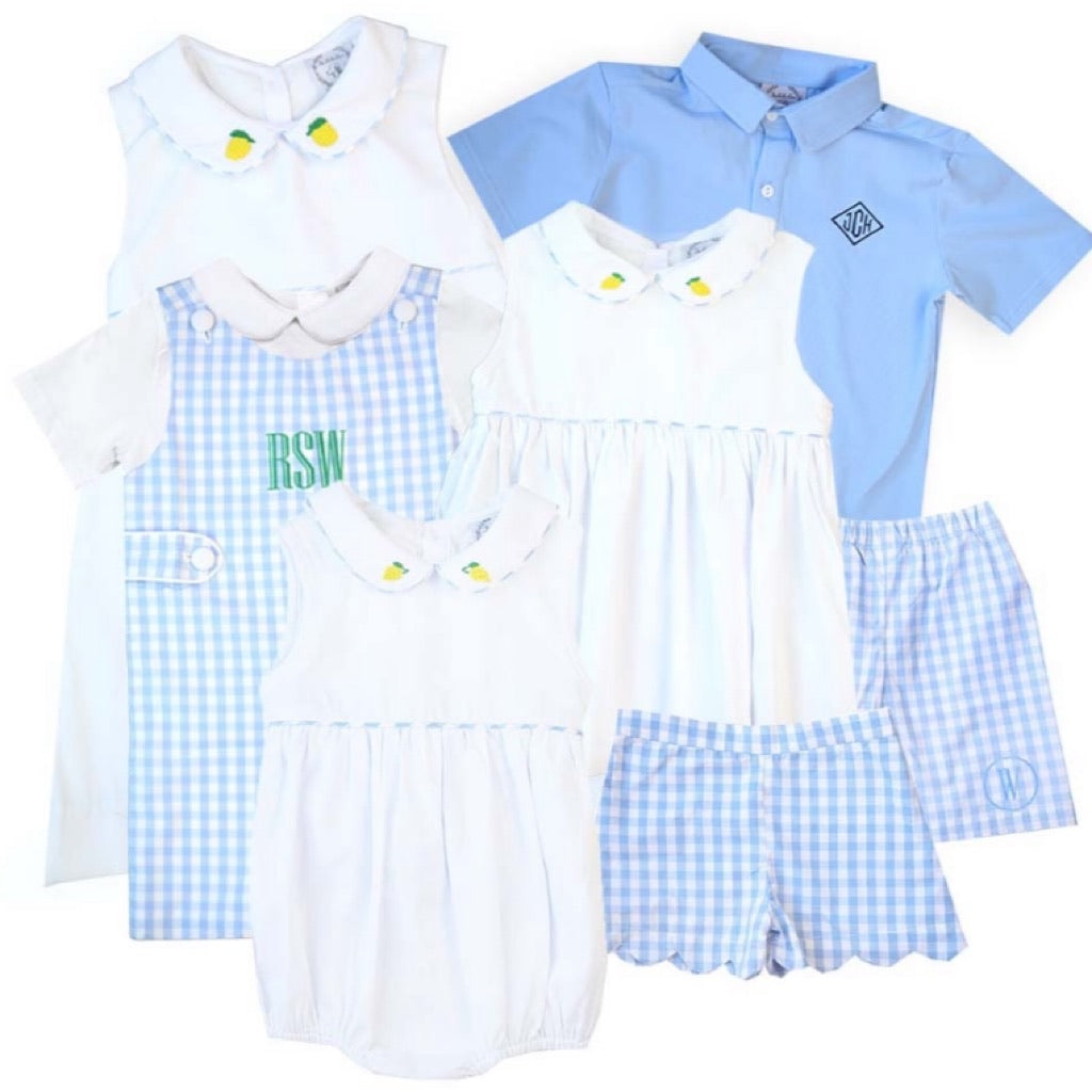 Murphy Light Blue Gingham Boys Shorts