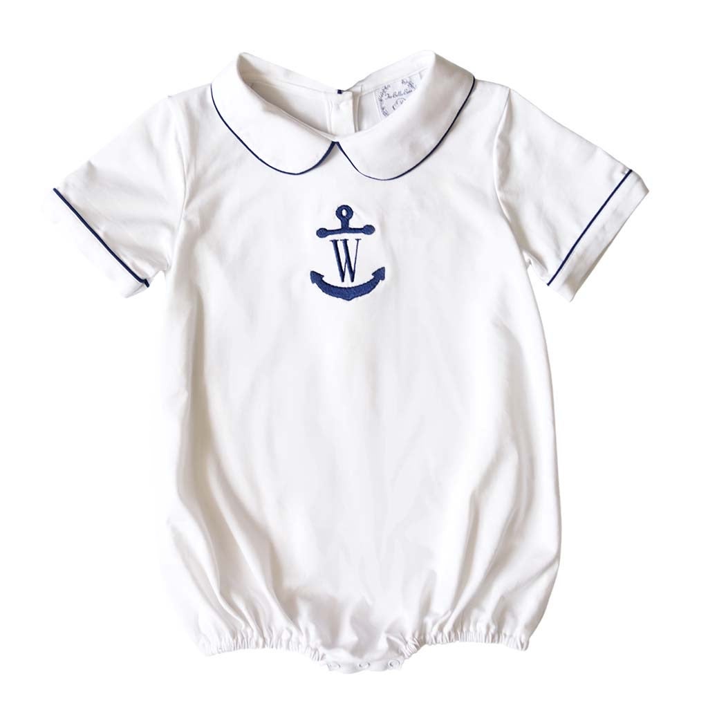 Classic White with Piping Baby Short-Sleeve Bubble Bodysuits