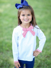 Girls Red Gingham Bow Top