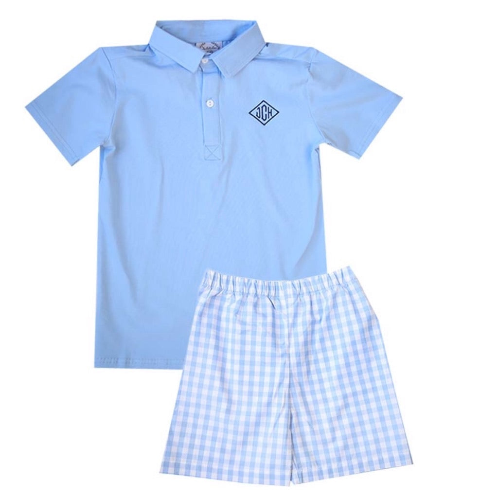 Murphy Light Blue Gingham Boys Shorts