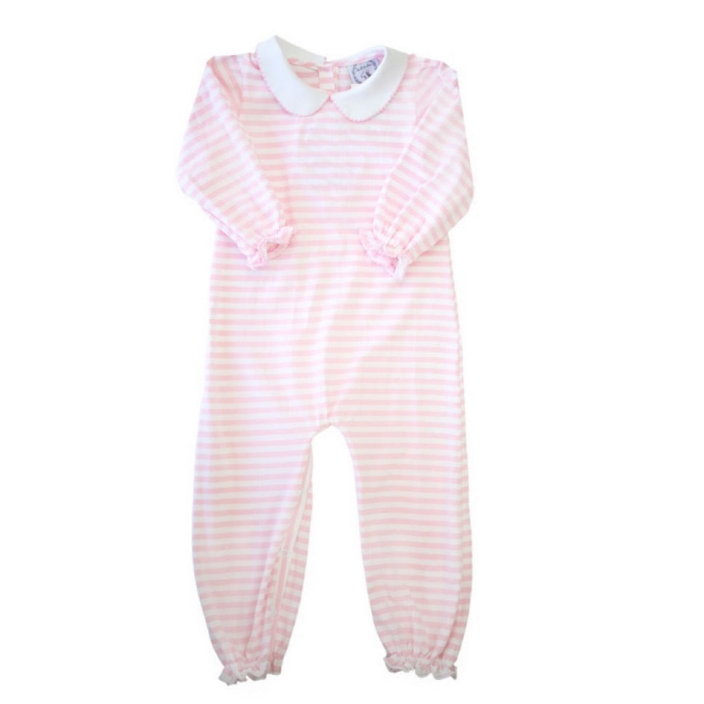 Drew Pink Stripe Baby Romper