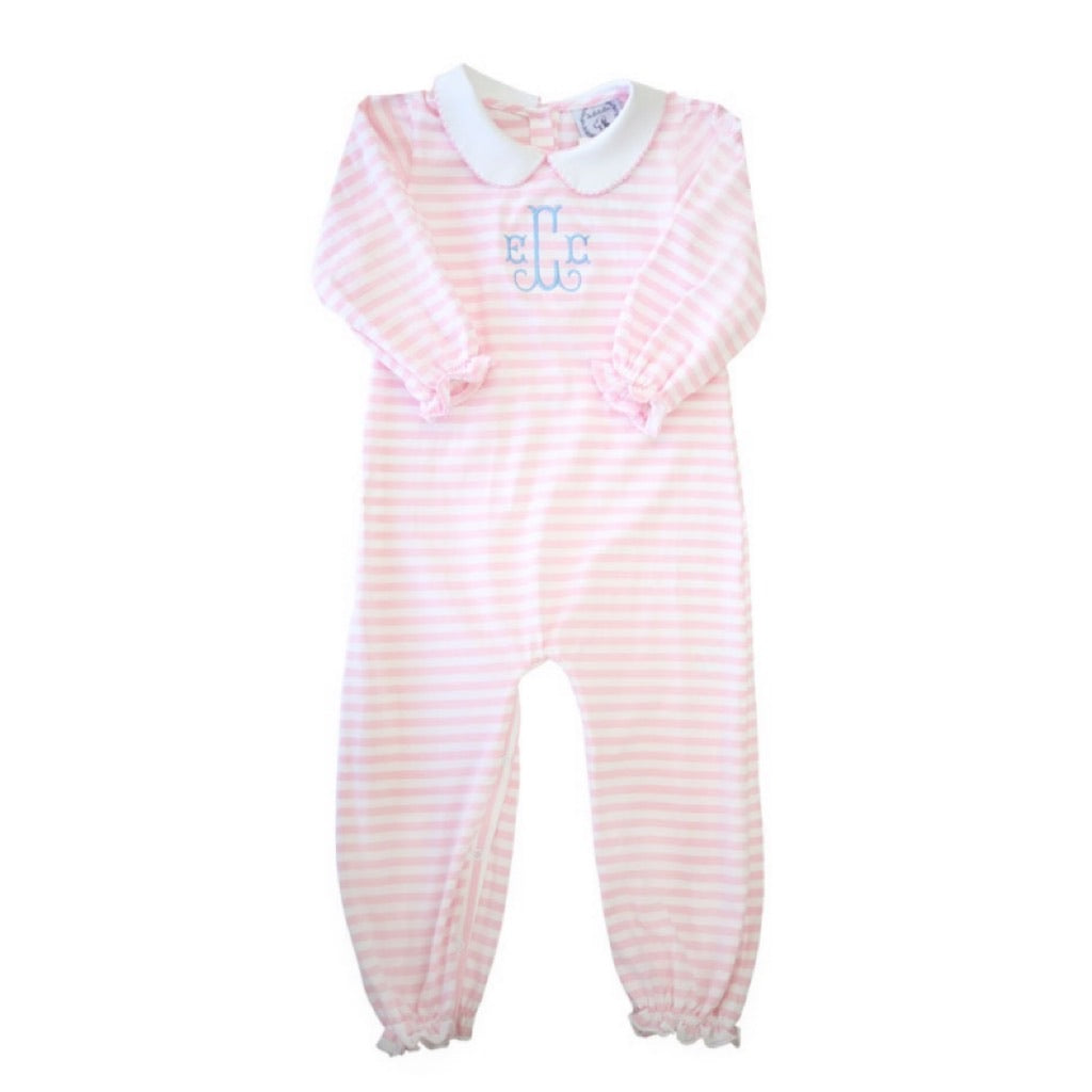 Drew Pink Stripe Baby Romper