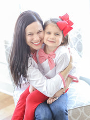 Girls Red Gingham Bow Top