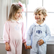 Drew Blue Stripe Baby Romper
