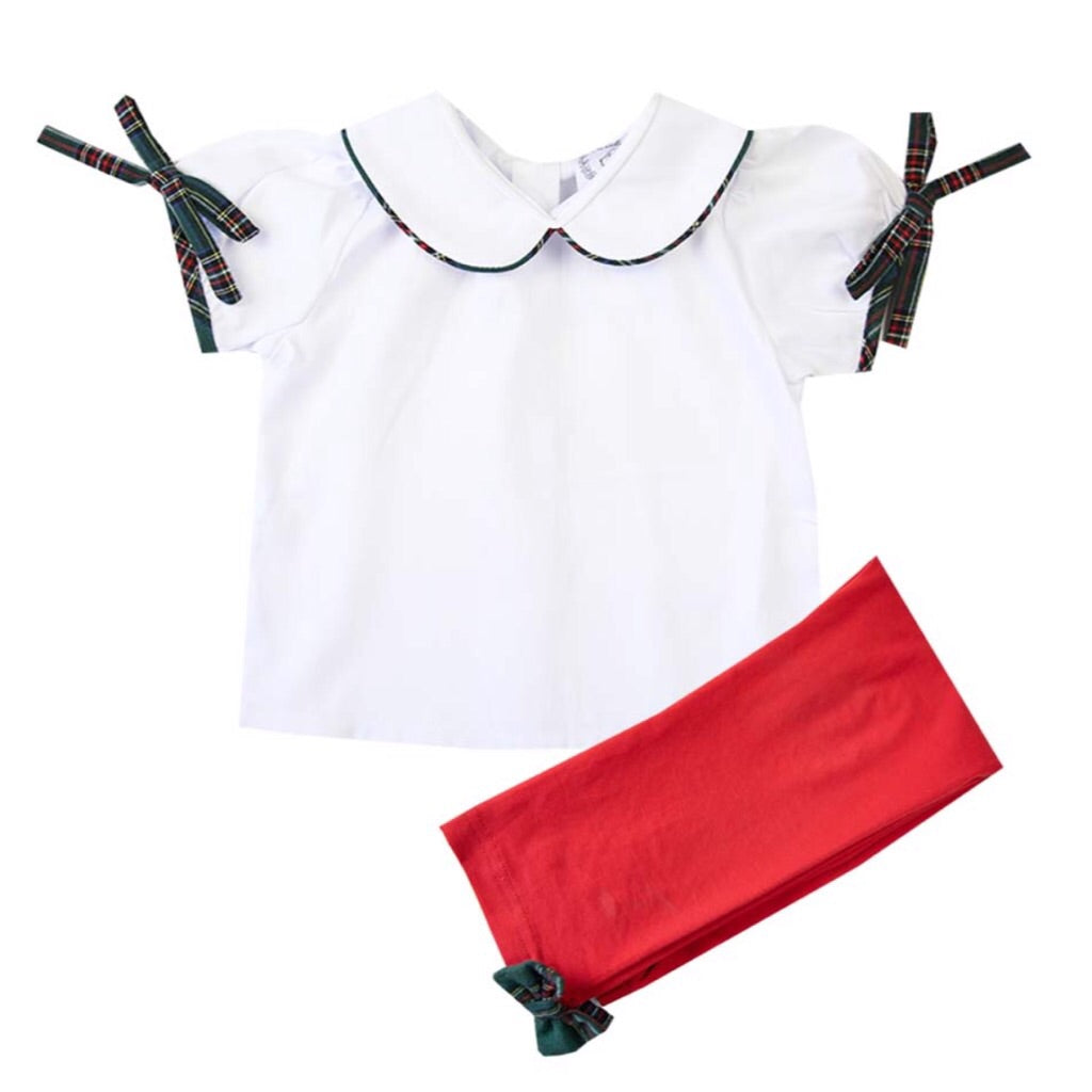 tartan bow leggings for girls outfit 