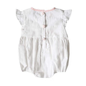 Smocked Girl Crosses and Bows Short Sleeve Bubble