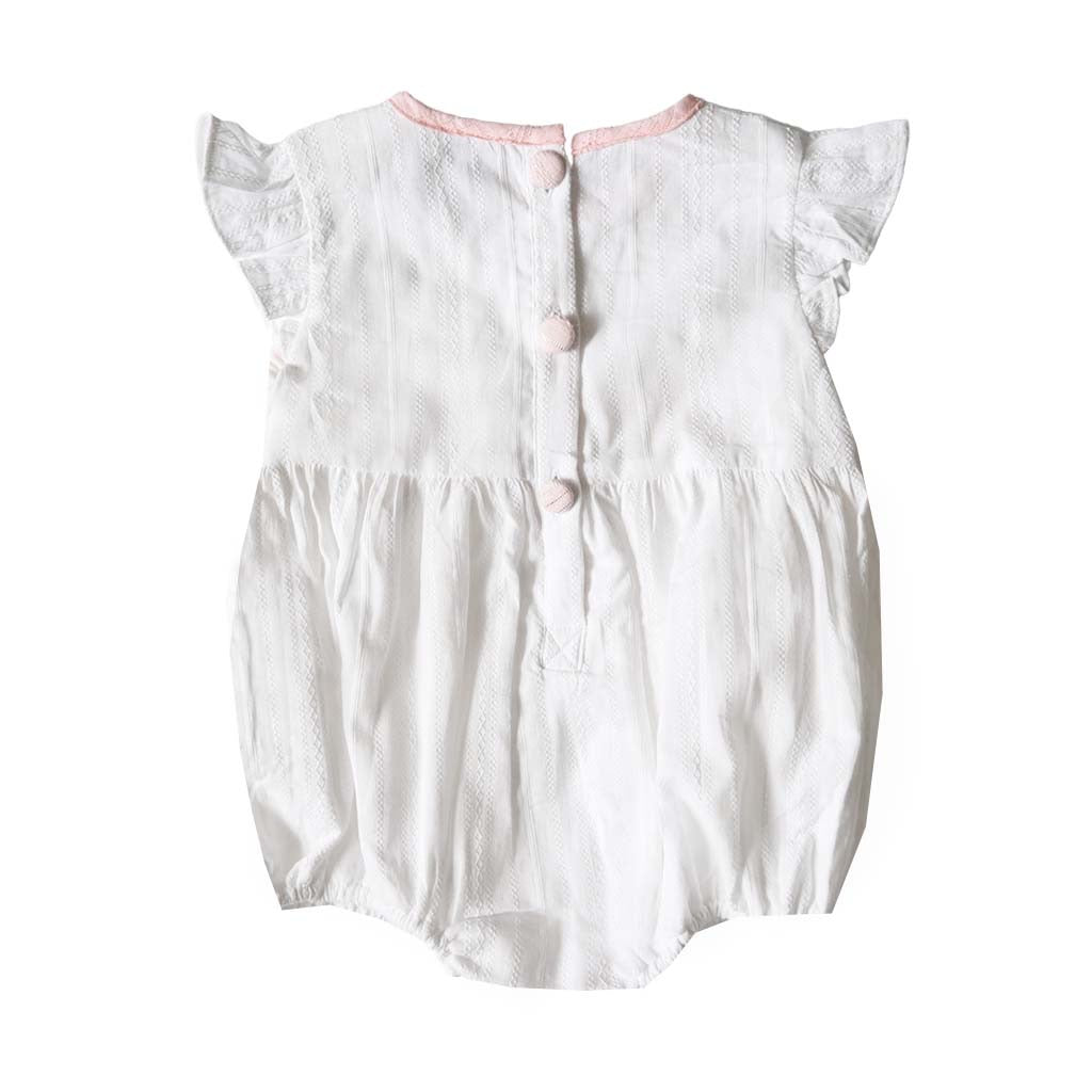 Smocked Girl Crosses and Bows Short Sleeve Bubble