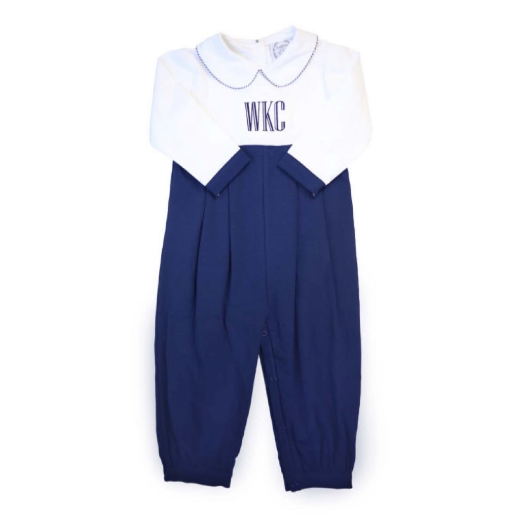 Navy Reese Classic Baby Romper