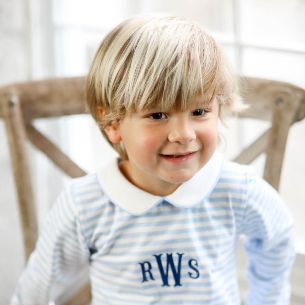 Drew Blue Stripe Baby Romper