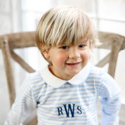 Drew Blue Stripe Baby Romper