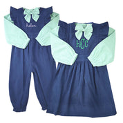Brigid Green Gingham Bow Top