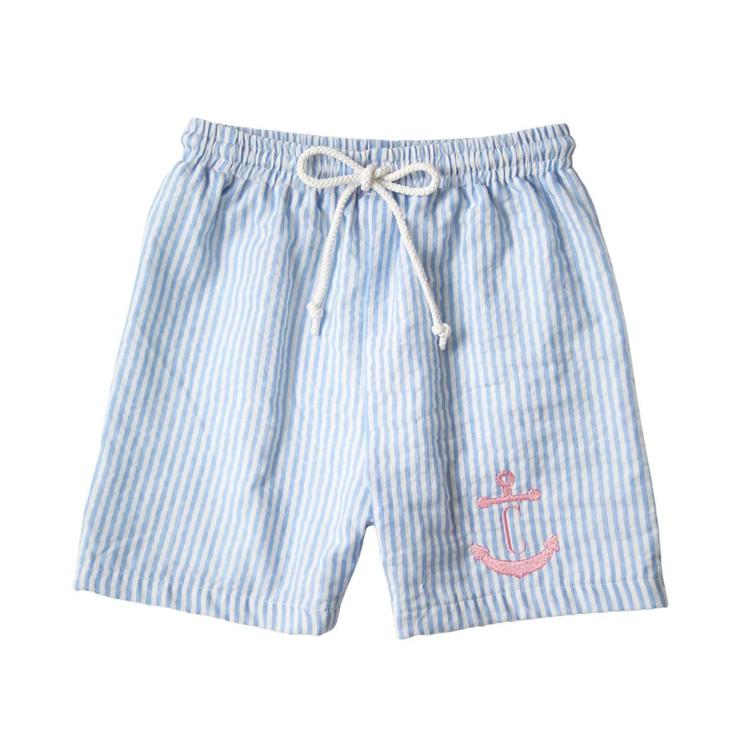 Hamilton Blue Seersucker Swim Trunks